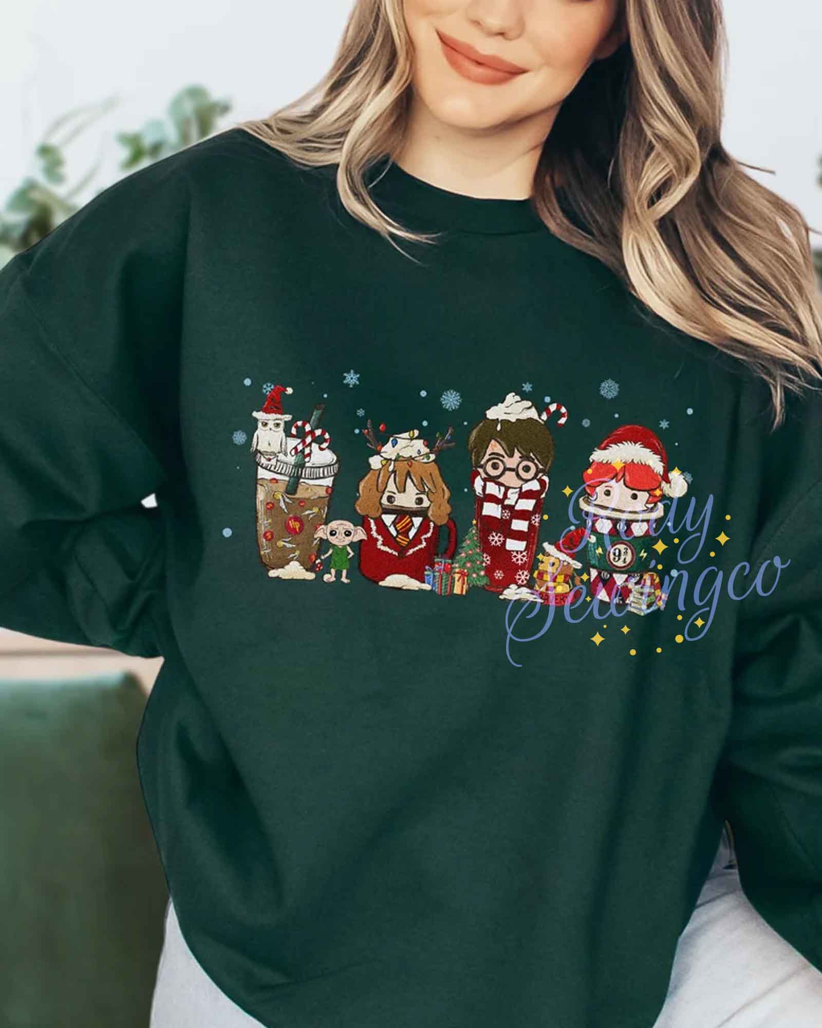 Harry Potter Christmas Sweater, Harry Potter Christmas Coffee Sweatshirt,  Wizard Coffee - Happy Place for Music Lovers