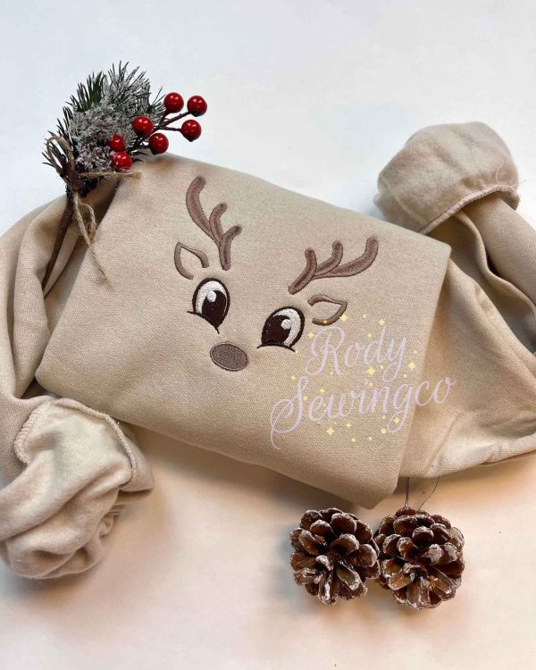 Reindeer Christmas – Emboroidered Sweatshirt