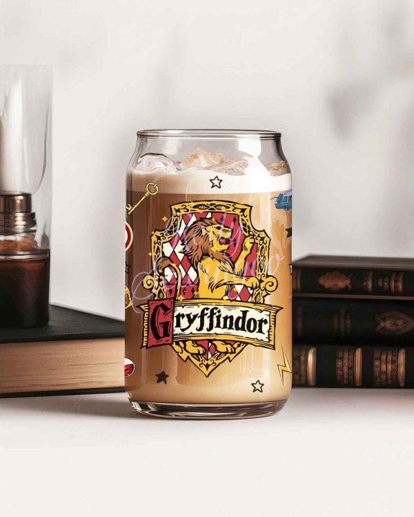 HP Hogwarts house – 16oz Libbey Glass Can with Bamboo Lid