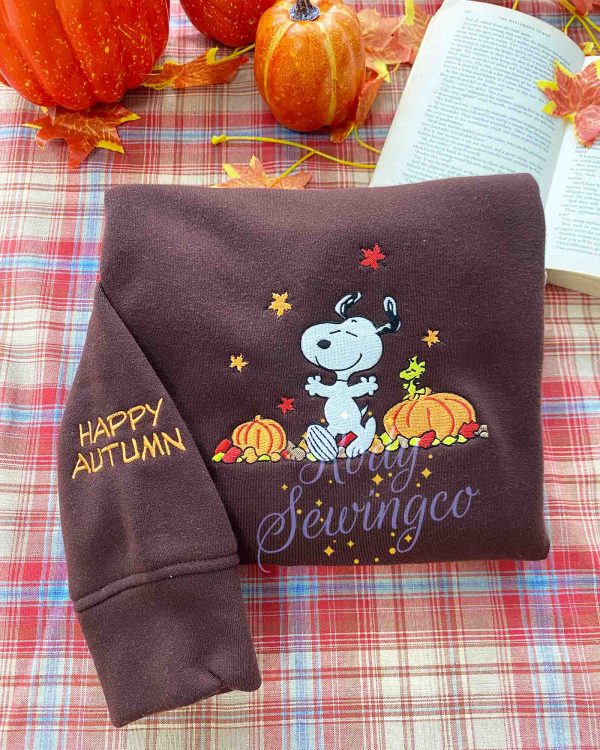 Snoopy Pumpkin  Fall – Emboroidered Sweatshirt