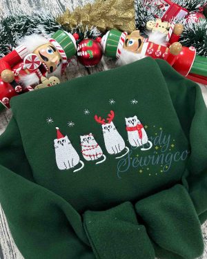 Cat Christmas – Emboroidered Sweatshirt