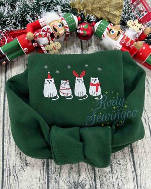 Cat Christmas – Emboroidered Sweatshirt