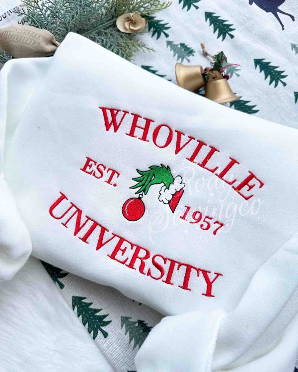 Whoville University Christmas – Emboroidered Sweatshirt