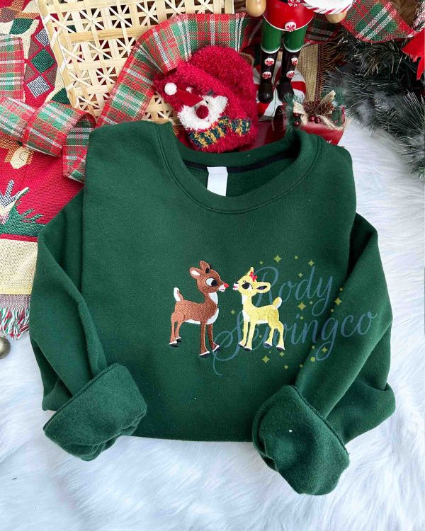 Rudolph and Clarice reindeer Christmas – Emboroidered Sweatshirt