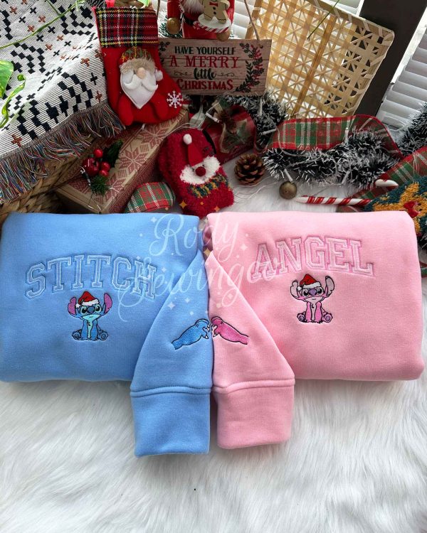 Stitch & Angel Christmas – Emboroidered Sweatshirt