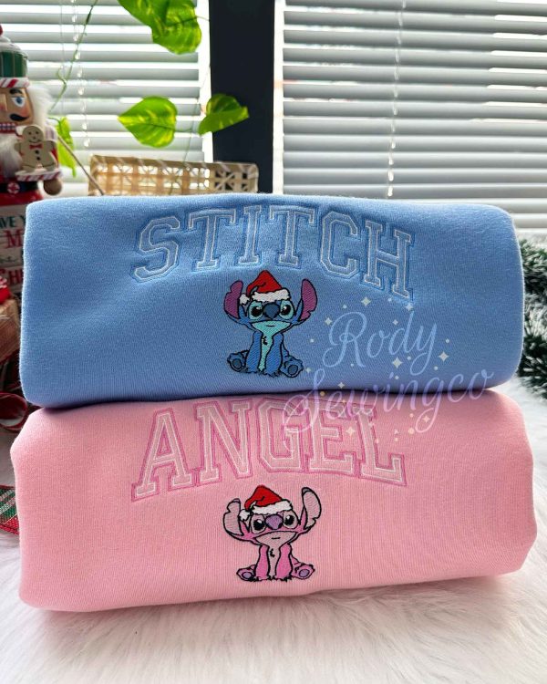 Stitch & Angel Christmas – Emboroidered Sweatshirt