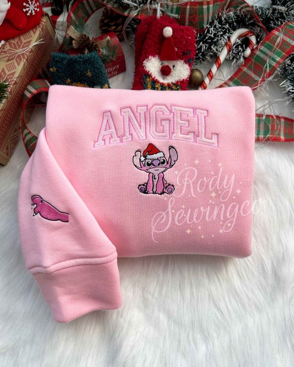 Stitch & Angel Christmas – Emboroidered Sweatshirt