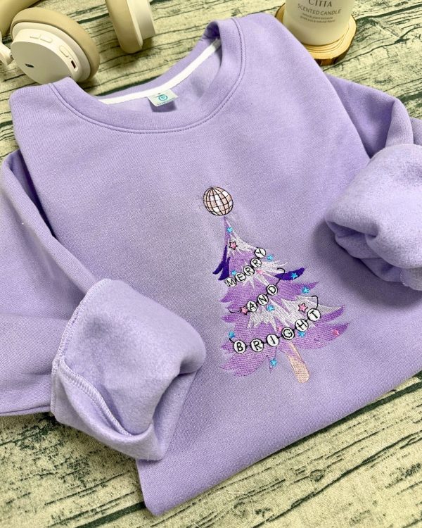 Merry And Bright – Emboroidered Sweatshirts