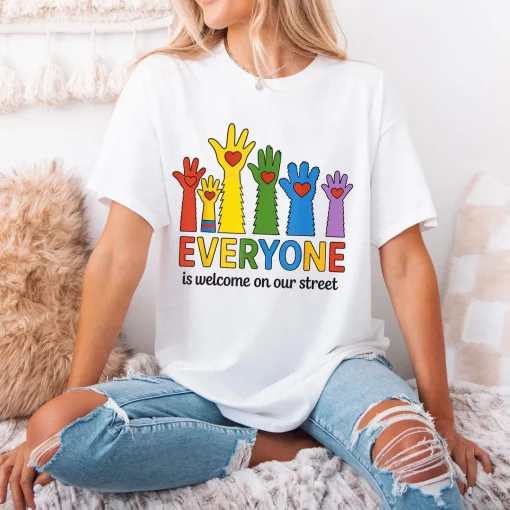 Everyone Is Welcome On Our Street Shirt - Image 2