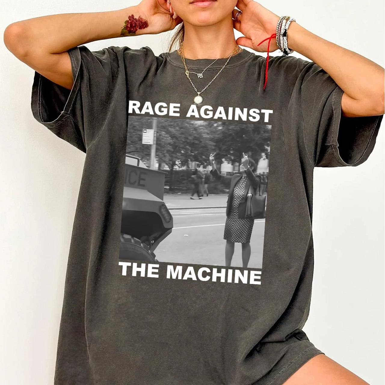 Rage Against The Machine NYC Dress Women F*ck ICE Shirt - Image 2