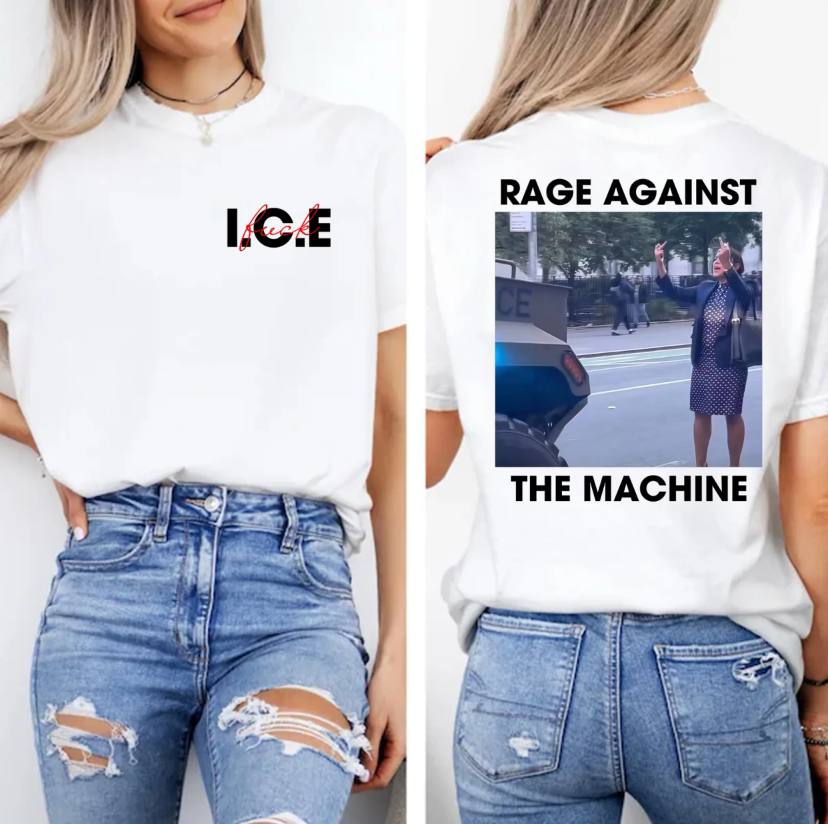 NYC Polka Dot Dress Baddie Rage Against The Machine F*ck ICE 2sided Shirt