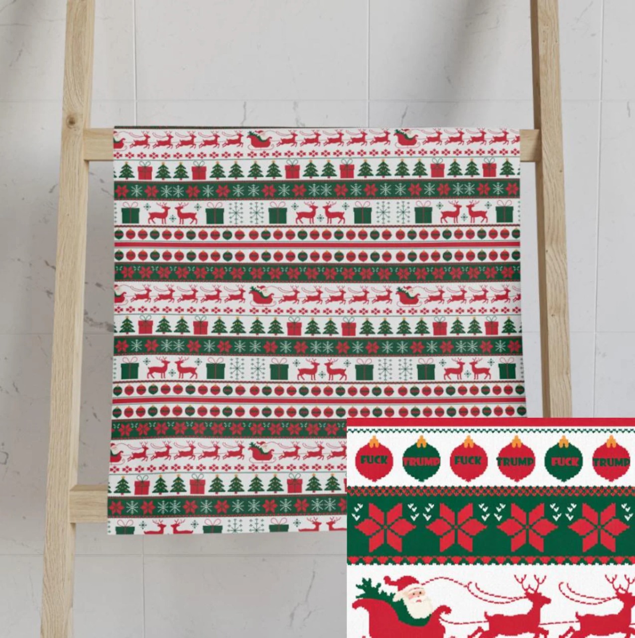 Xmas F*ck Trump Christmas Hand Towel