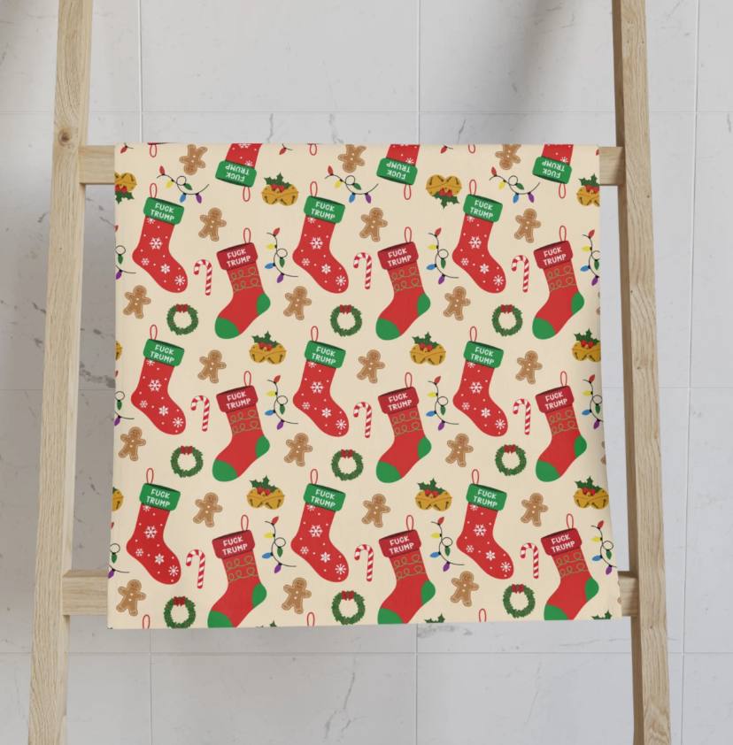 Fck Trump Christmas Hand Towel