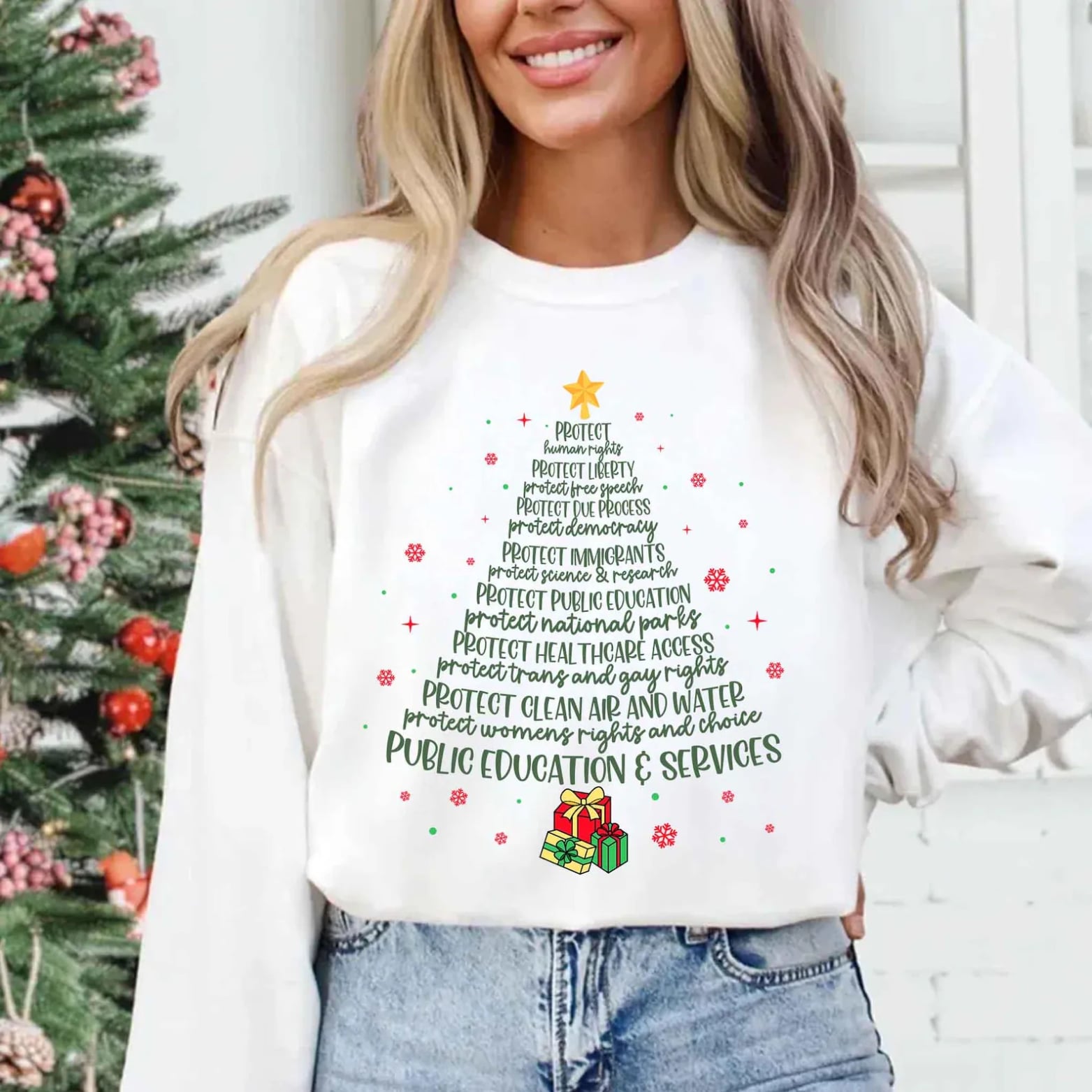 Protect Democracy Christmas Tree Shirt
