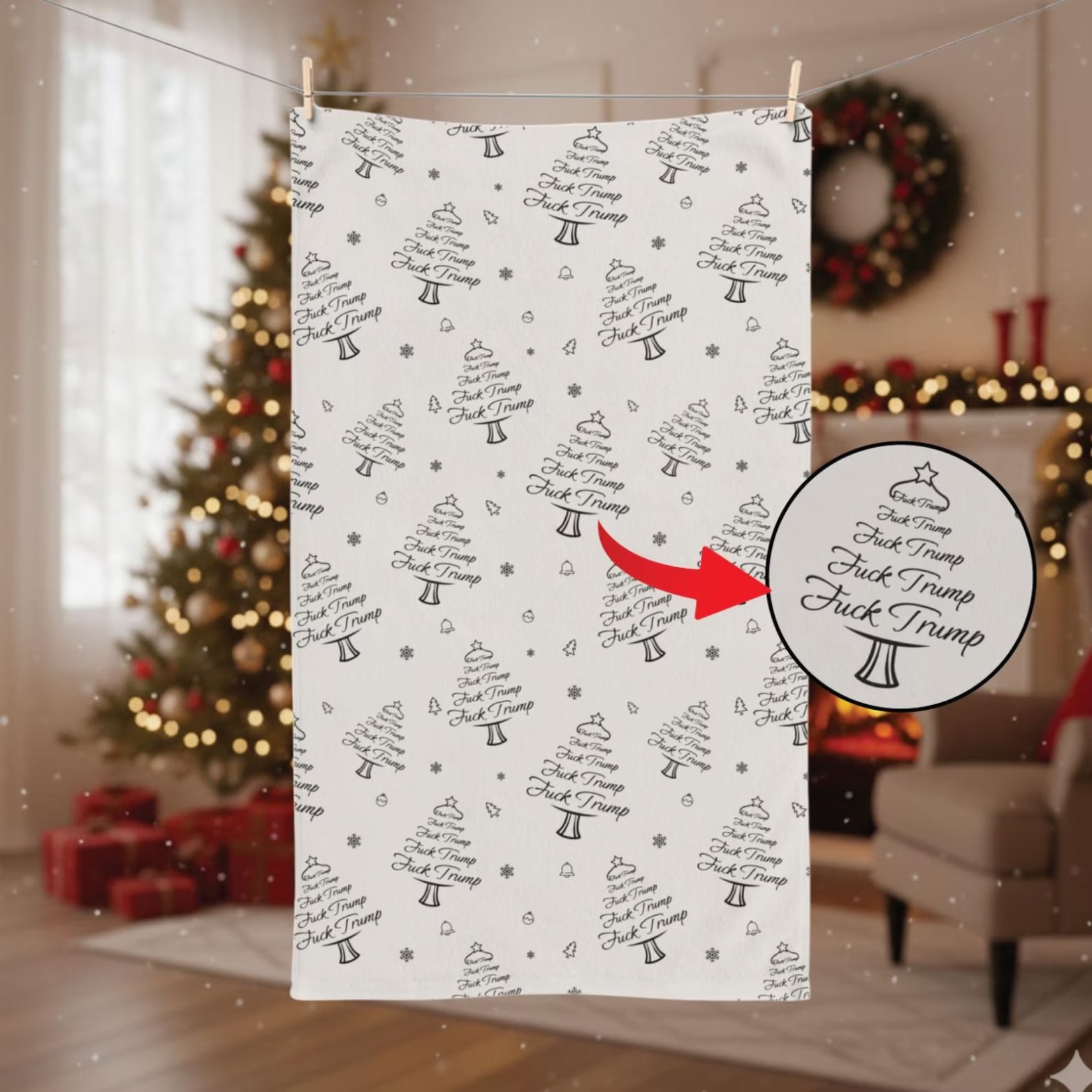Subtle F*ck Trump Christmas Hand Towel