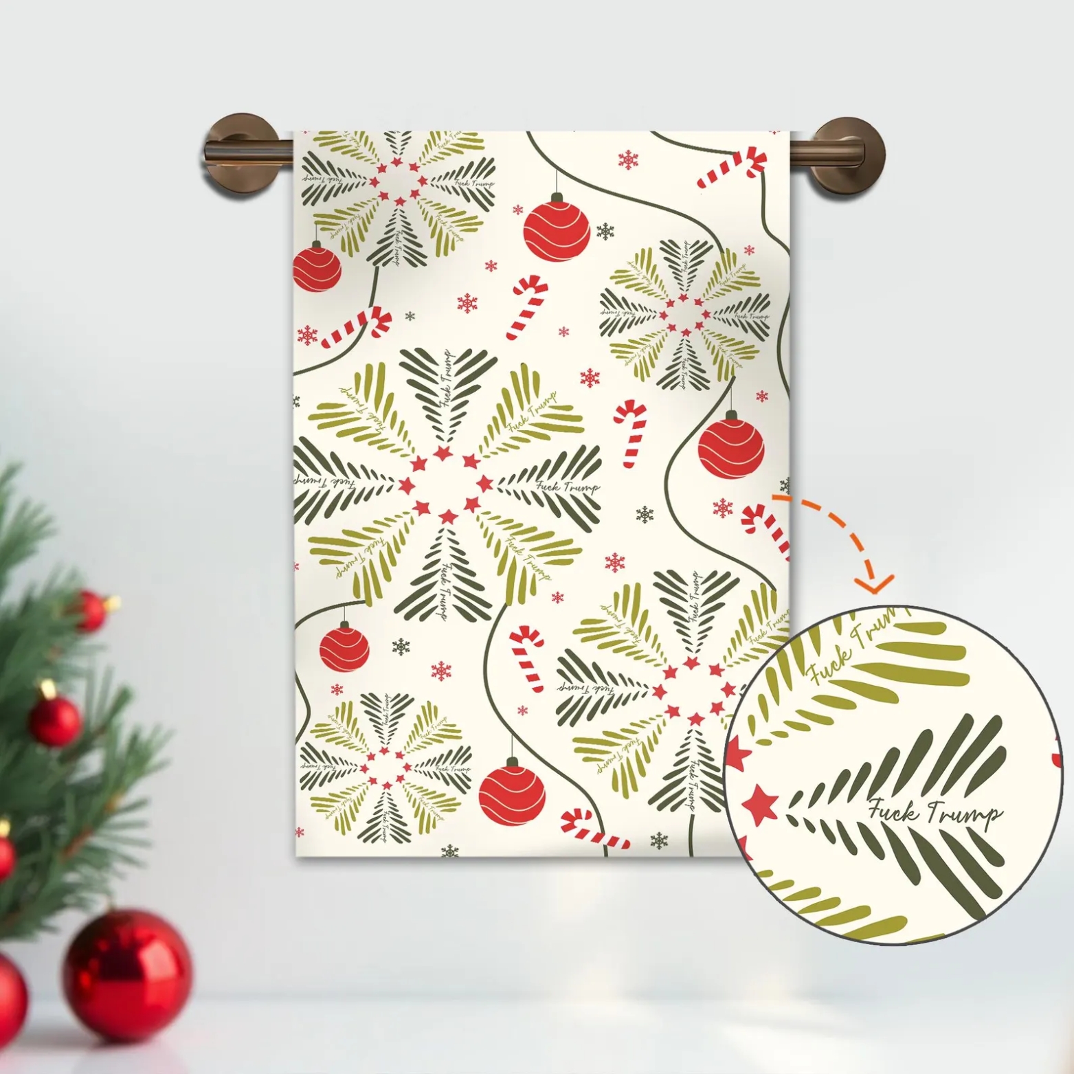 Subtle F* Trump Christmas Hand Towel