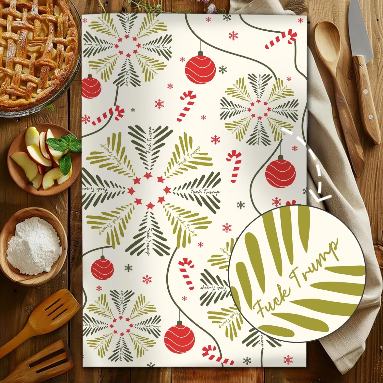 Subtle F* Trump Christmas Hand Towel - Image 2