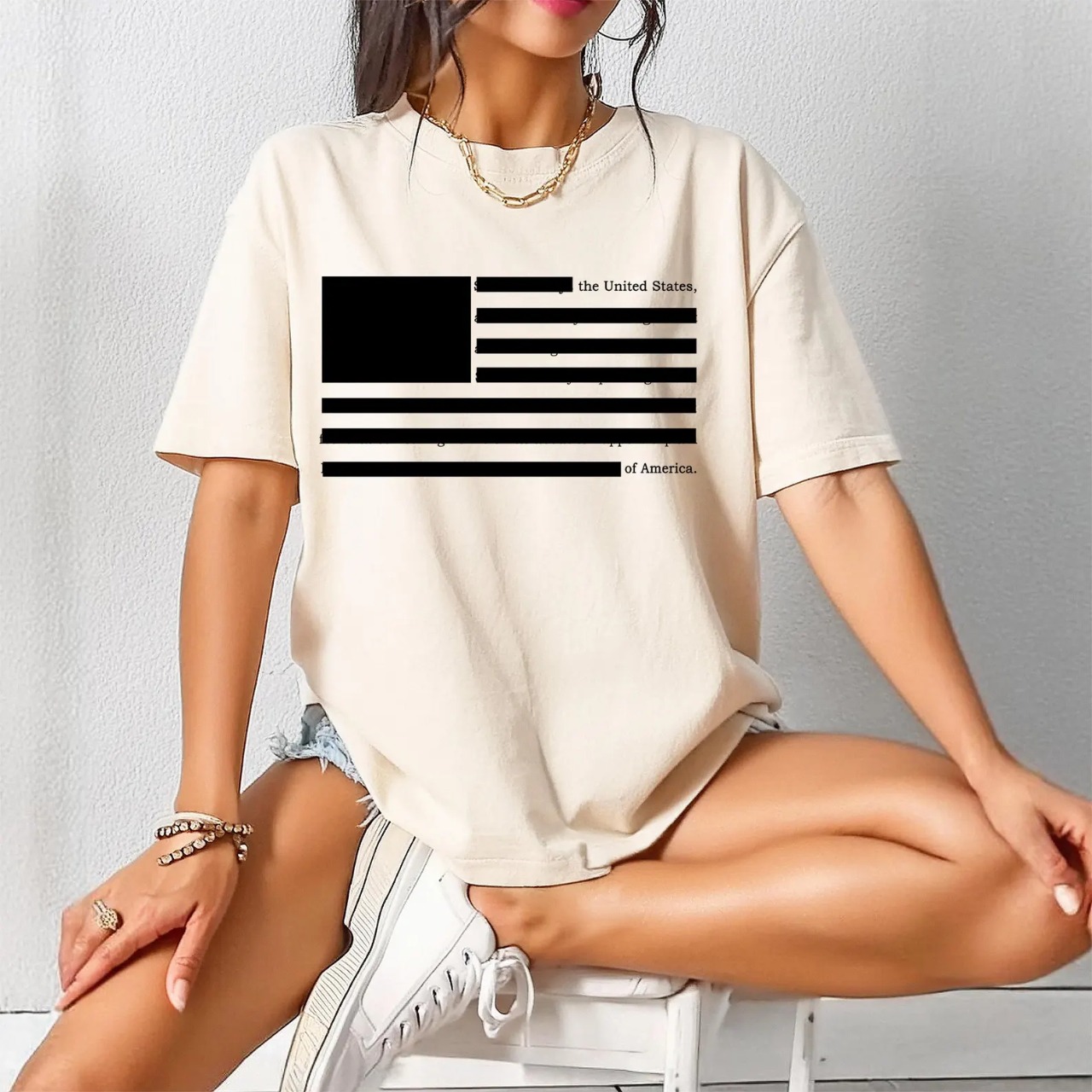 Epstein files America Flag Redacted Unisex Shirt