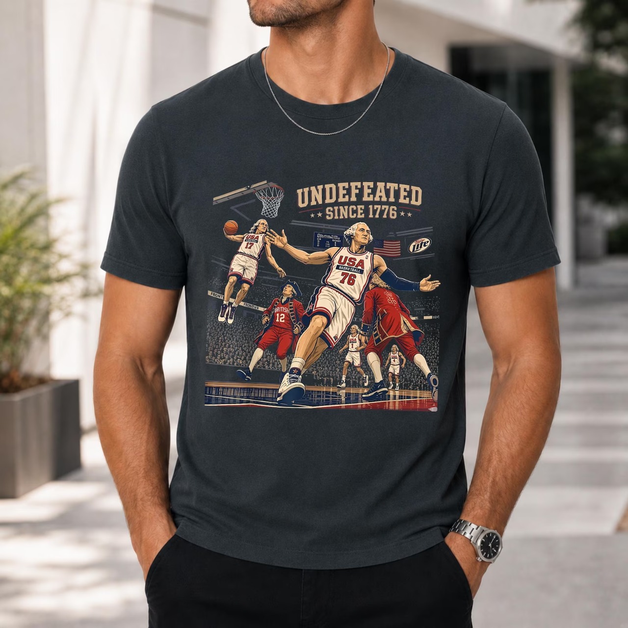 Vintage George Washington Basketball Undefeated Since 1776 Shirt Shirt