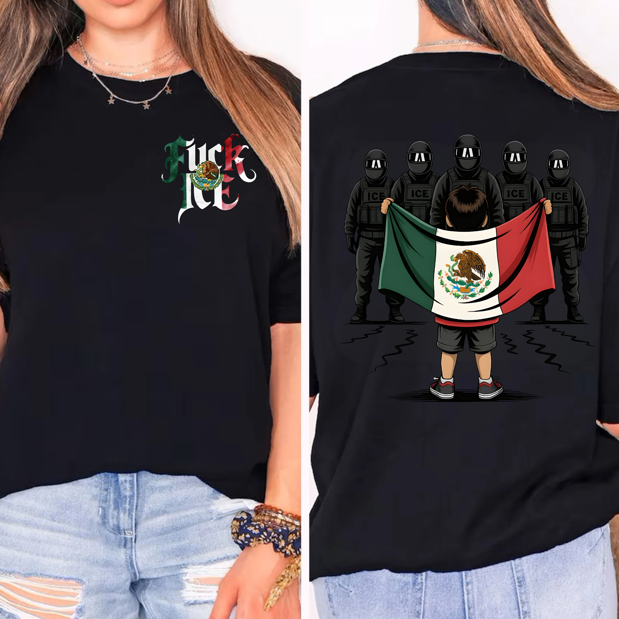 Justice For Lorenzo Salgado Araujo Fuck ICE Mexican Flag Shirt - Image 3